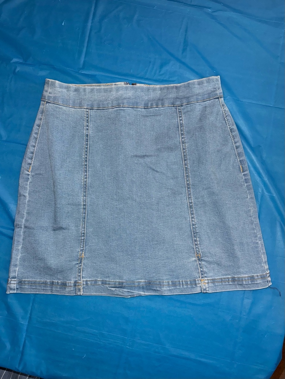 Forever 21 Light Blue Denim Panel A-Line Mini Skirt